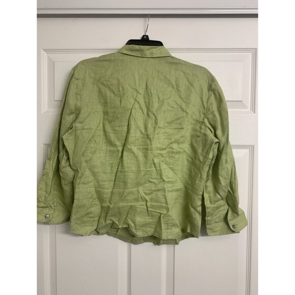 Anne Klein Linen Copped Button Up Blouse Size 14 - Picture 3 of 8